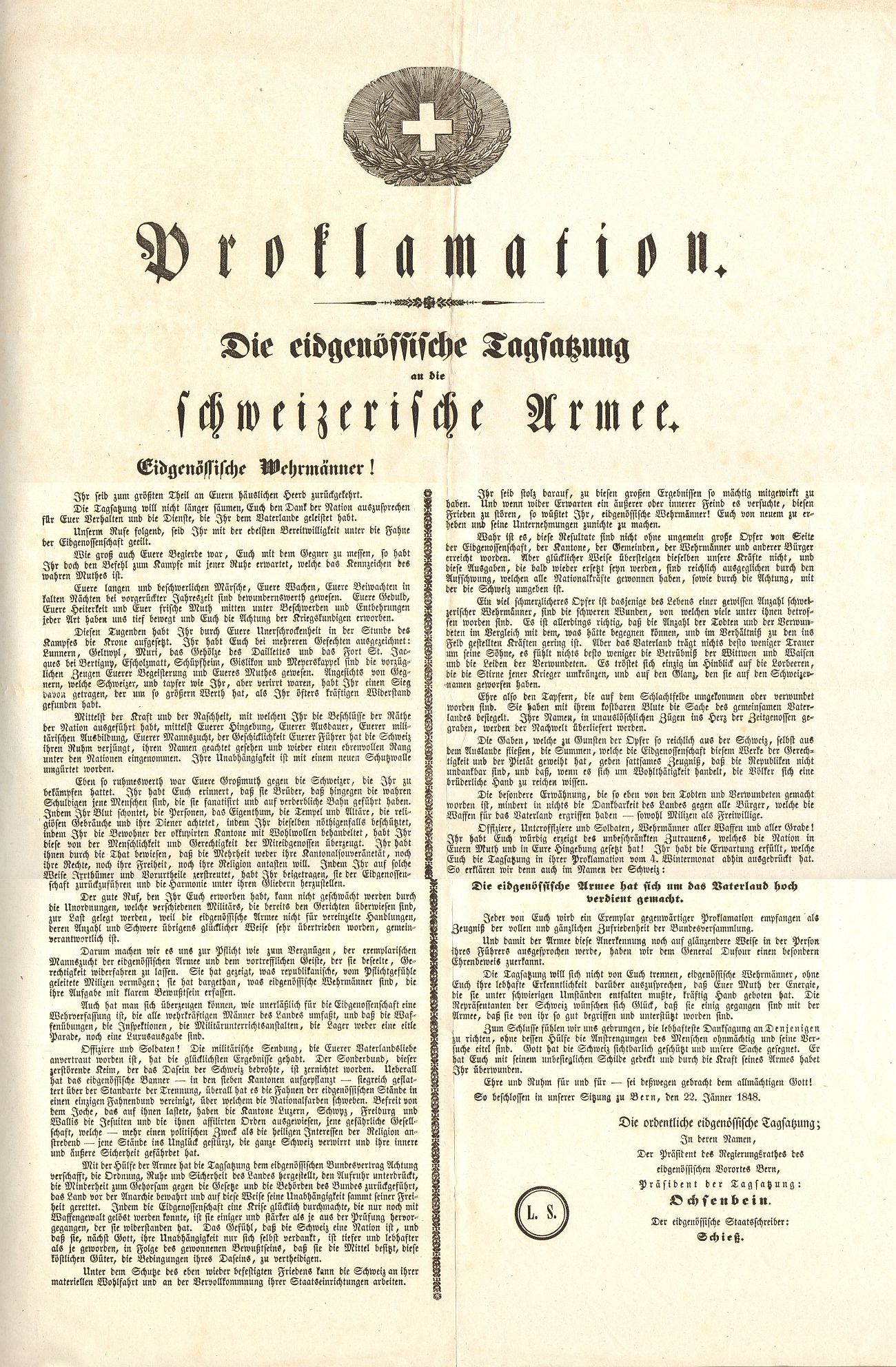 Sonderbundskrieg - Proklamation